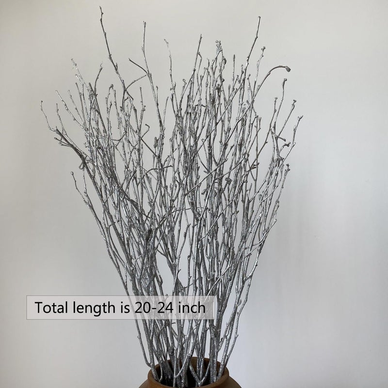 DongArts Decorative Birch Branches 23 inch, Brich Stems for Wedding Decor,Dried Twigs for Christmas Decor (Metallic Silver) - Image 5